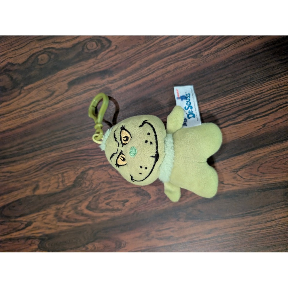 Aurora Dr Seuss The Grinch Plush Backpack Clip Keyring Green Holiday Toy 4 inch
